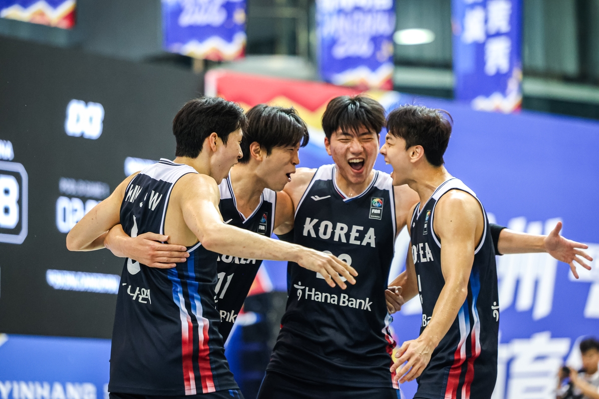 [1보] 한국 3대3 남자농구, 아시안게임 사상 첫 금메달 쾌거 | 연합뉴스<i></i>