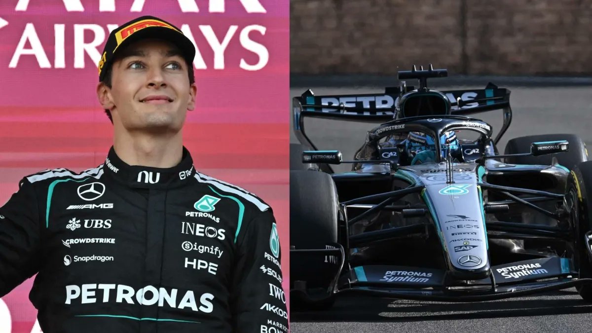George Russell conquistó el <i>GP</i> de Azerbaiyán en medio del caos total: le puso presión a Kimi...