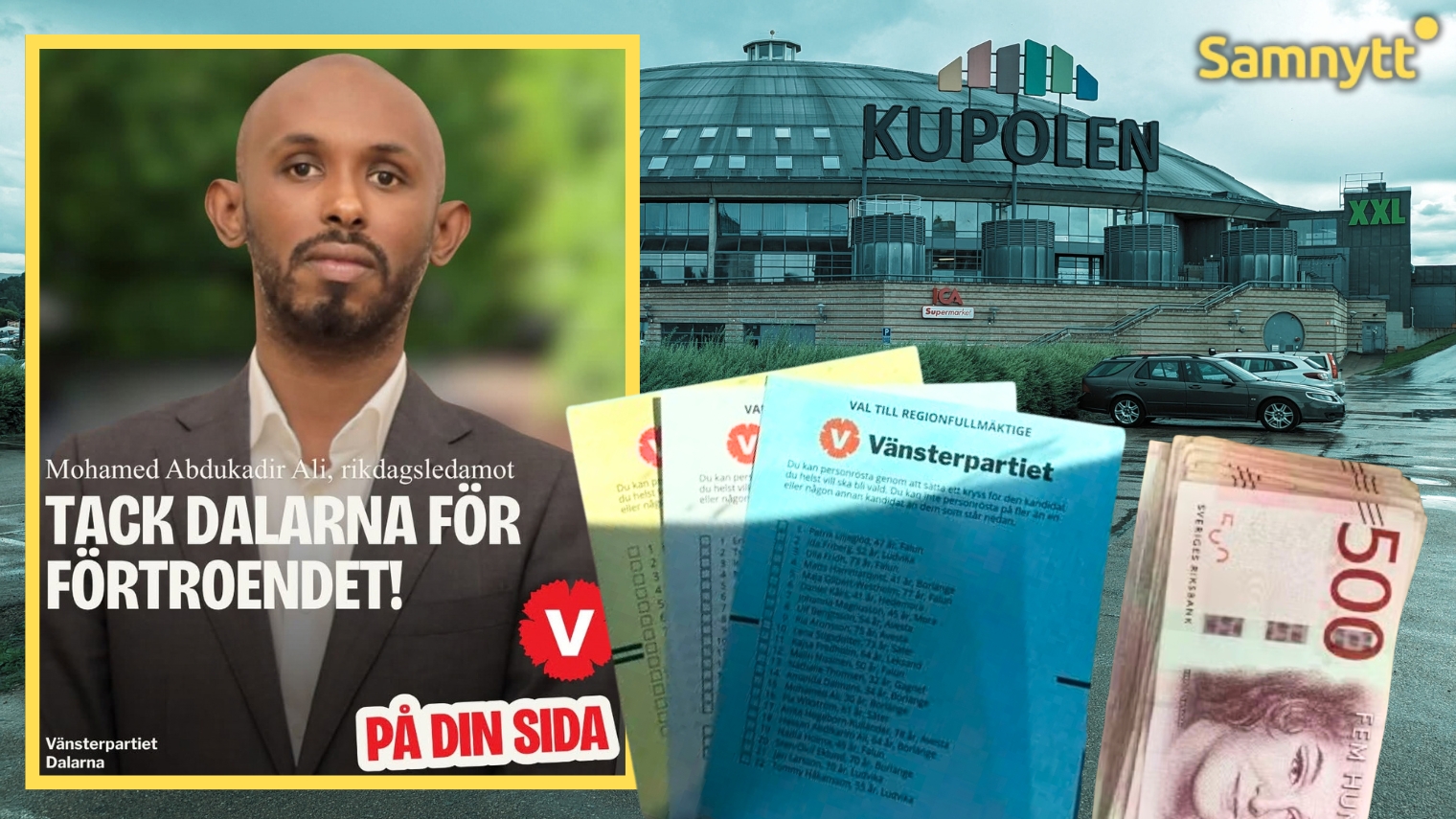Poliskälla till Samnytt: V-politikern övervakades vid bankomat - delade ut <i>pengar</i> och valsedlar...